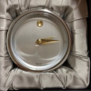 *Movado Miniature Chrome Silvertone Desk Clock